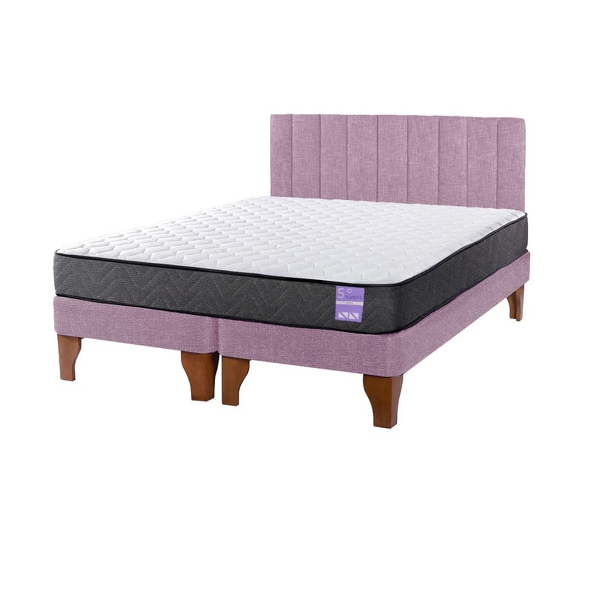 5 SUEÑO - Cama Europea 2 Plazas + Respaldo Tubular Madera Rosado