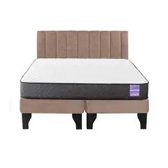 5 SUEÑO - Cama Europea 2 Plazas + Respaldo Tubular Negro Beige
