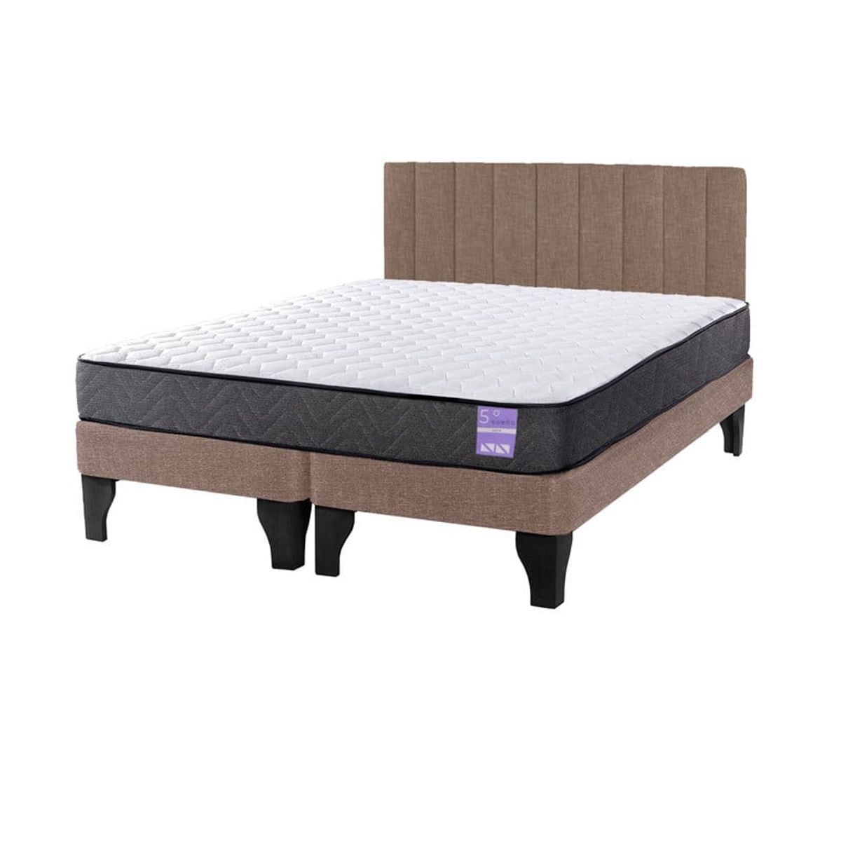 5 SUEÑO - Cama Europea 2 Plazas + Respaldo Tubular Negro Beige