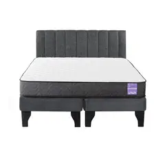 5 SUEÑO - Cama Europea 2 Plazas + Respaldo Tubular Negro Gris