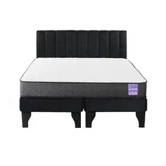 5 SUEÑO - Cama Europea 2 Plazas + Respaldo Tubular Negro