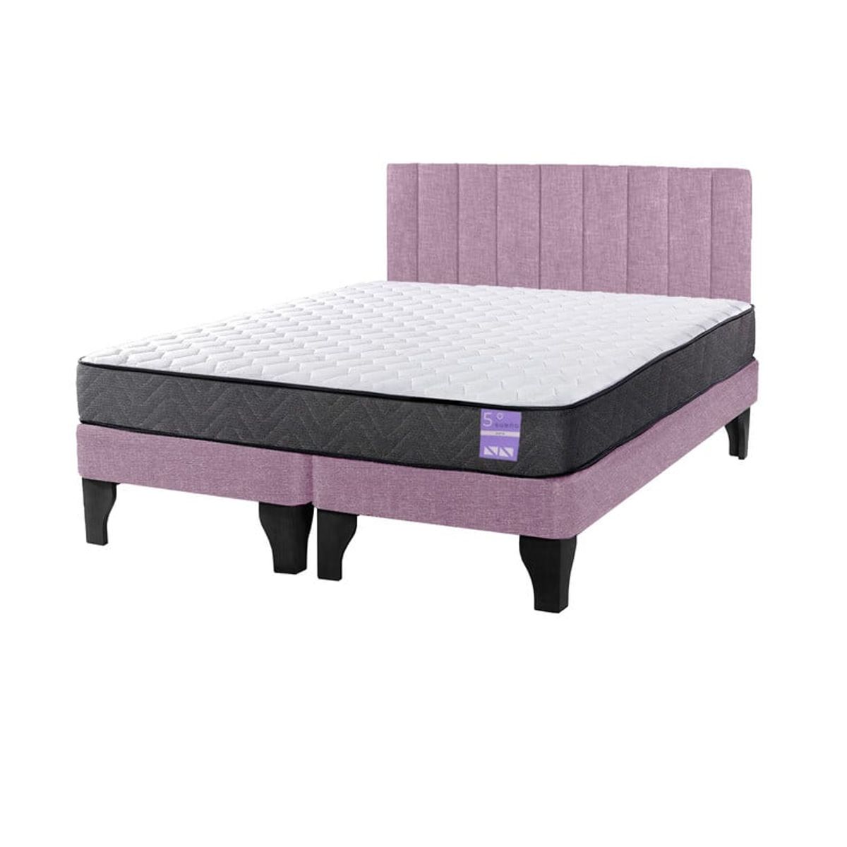 5 SUEÑO - Cama Europea 2 Plazas + Respaldo Tubular Negro Rosado