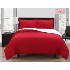ANGELES DEL HOGAR - Cobertor Quilt 100 Algodón con pompón king
