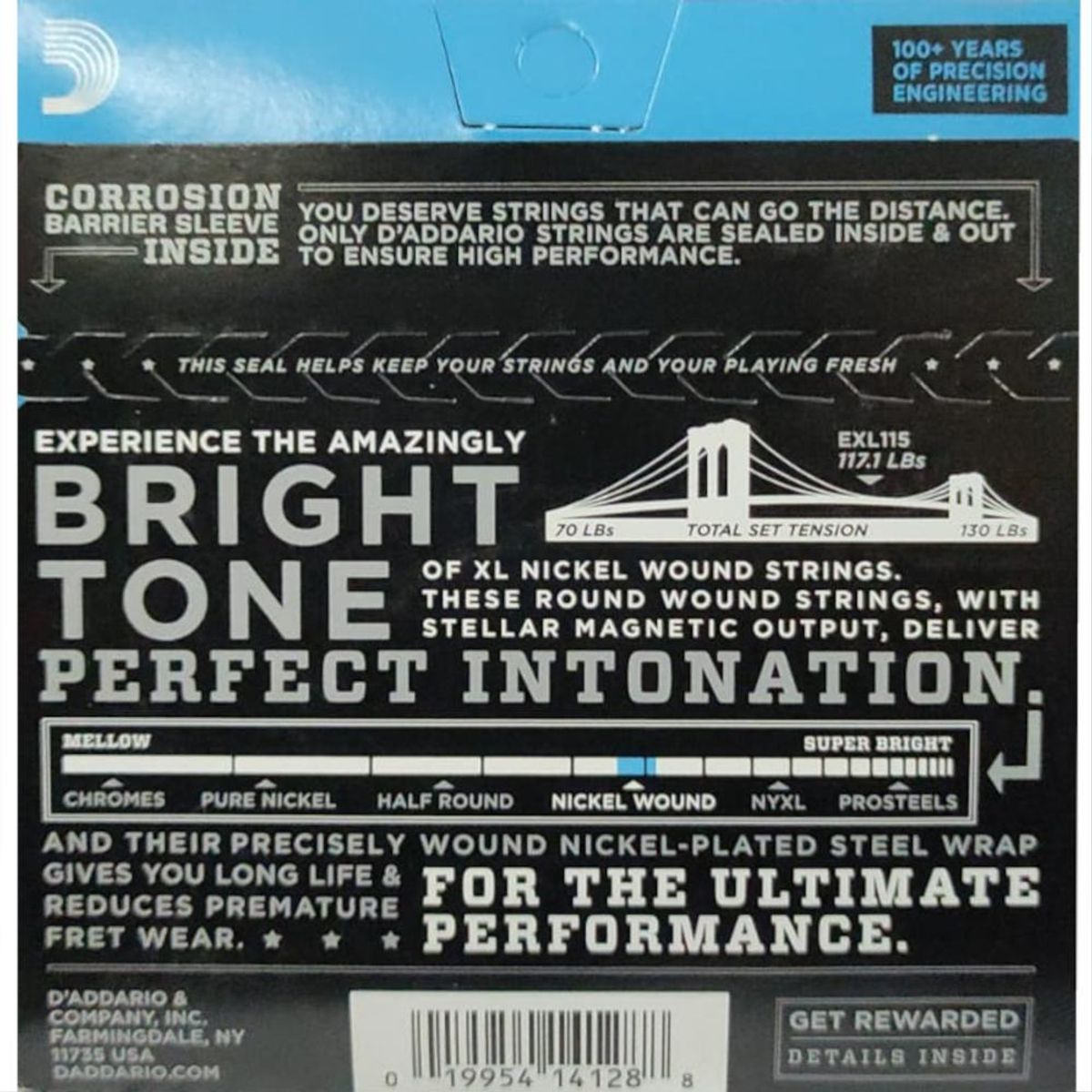 DADDARIO - Cuerdas para Guitarra Electrica D'Addario EXL115 - Plateado