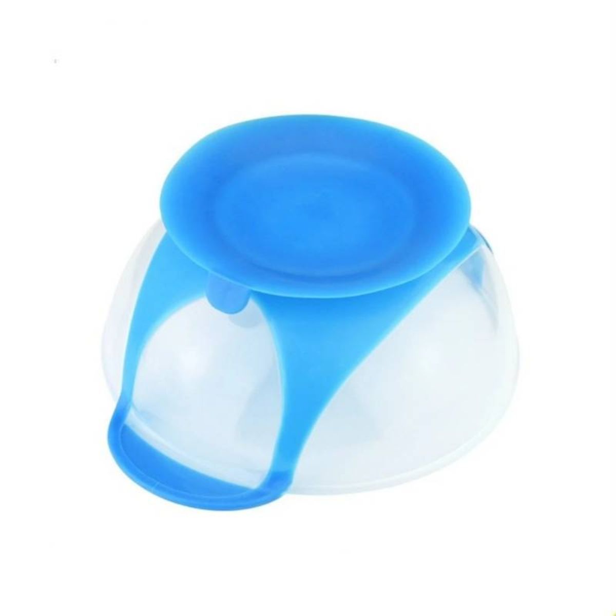 OEM - PLATO CON VENTOSA EN LA BASE Y CUCHARA FLEXIBLE - CELESTE