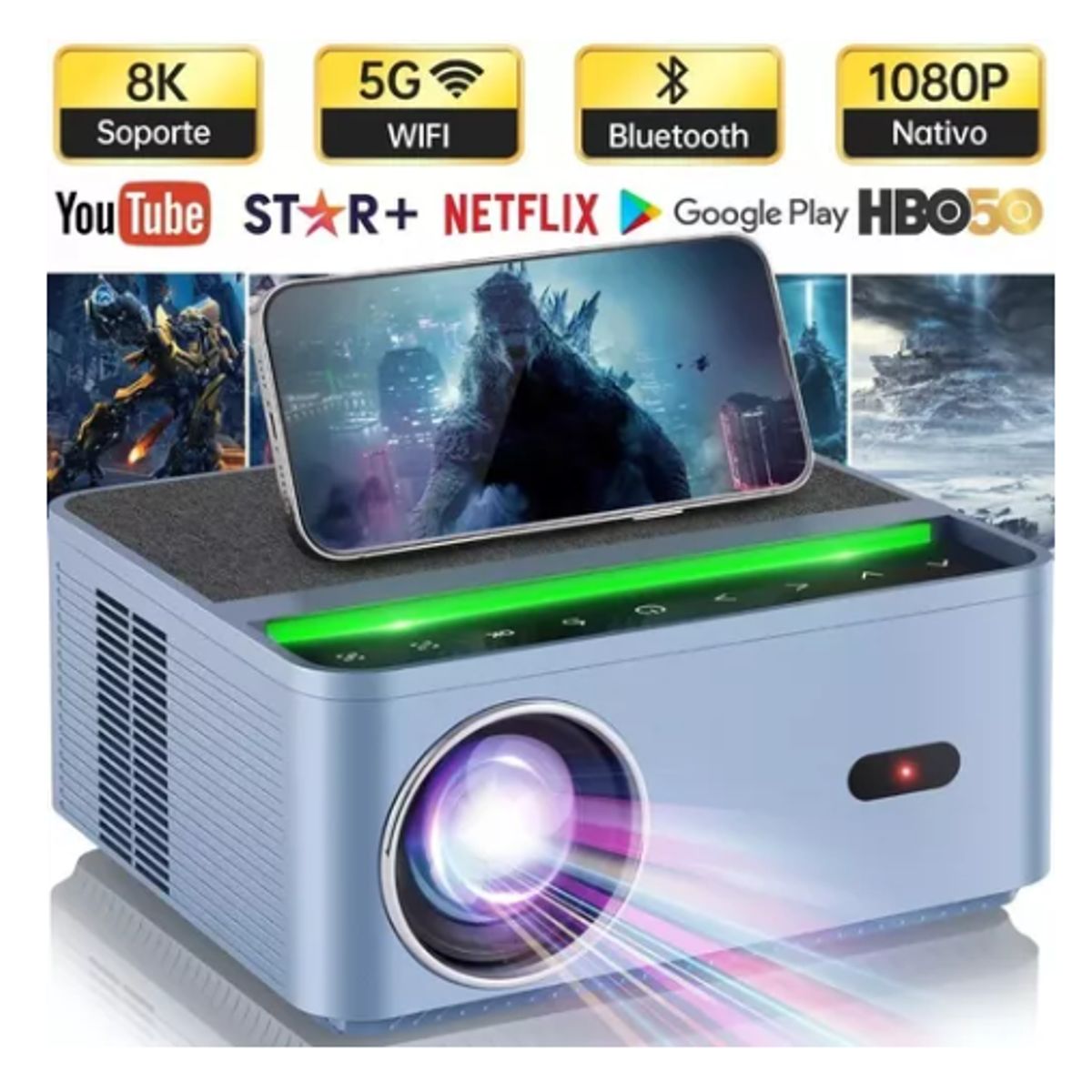 BLUEDREAMER - Proyector Profesional 4k Android Wifi Full Hd 1080p15000 Lm