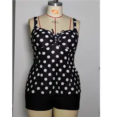 SHANDIAN - Tankini L-4XL Dos piezas Flores desordenadas Rosa traje de baño mujer