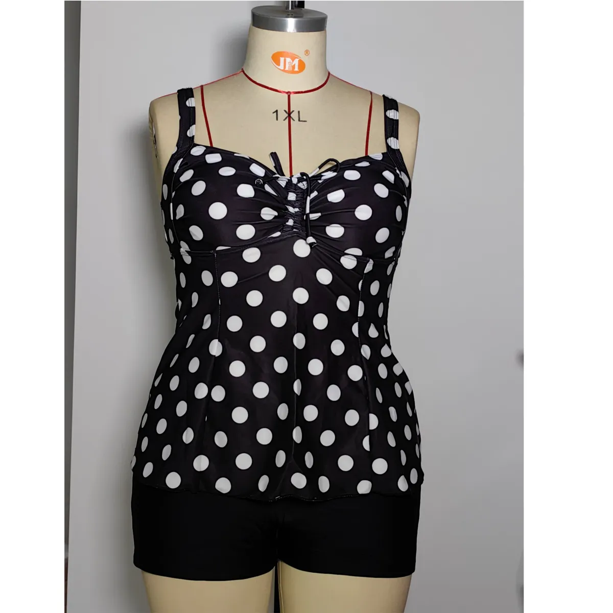 SHANDIAN - Tankini L-4XL Dos piezas Flores desordenadas Rosa traje de baño mujer