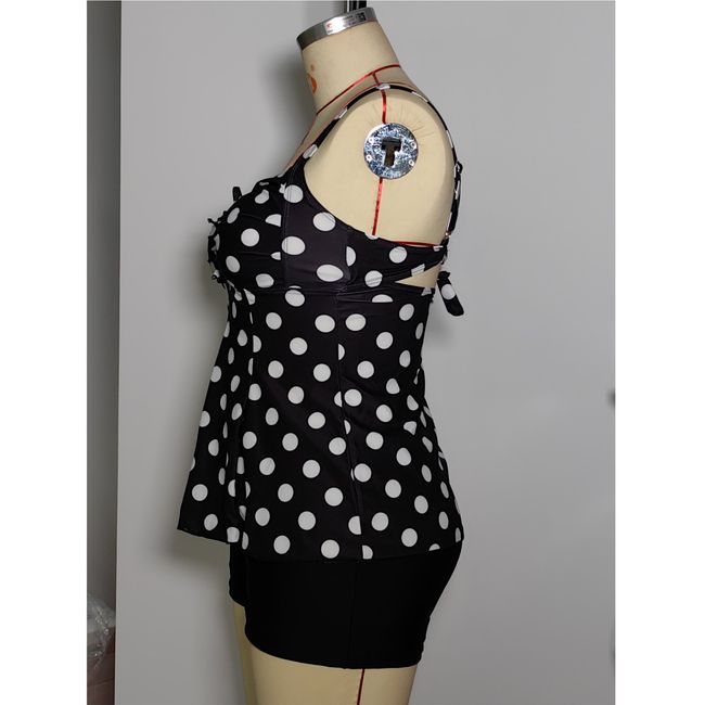 SHANDIAN - Tankini L-4XL Dos piezas Flores desordenadas Rosa traje de baño mujer