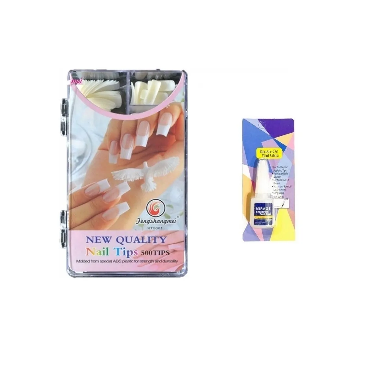 GENERICO - Caja De Tips Sonrisa 500 Unidades Natural+ Pegamento