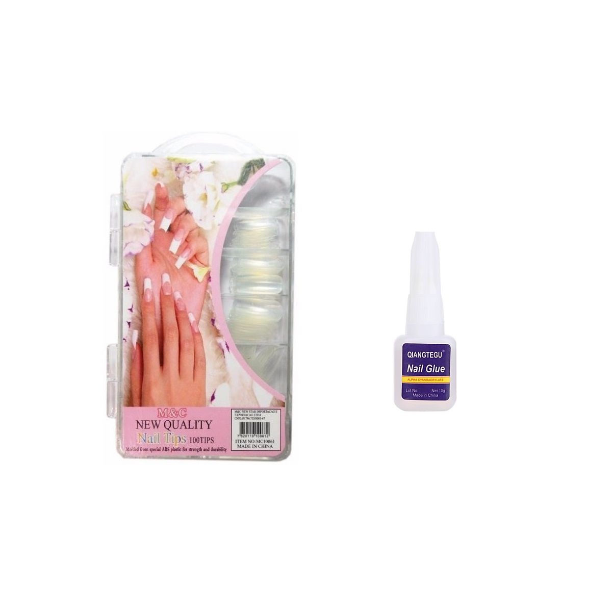 GENERICO - Caja De Tips Sonrisa 500 Uni Transparente+ Pegamento