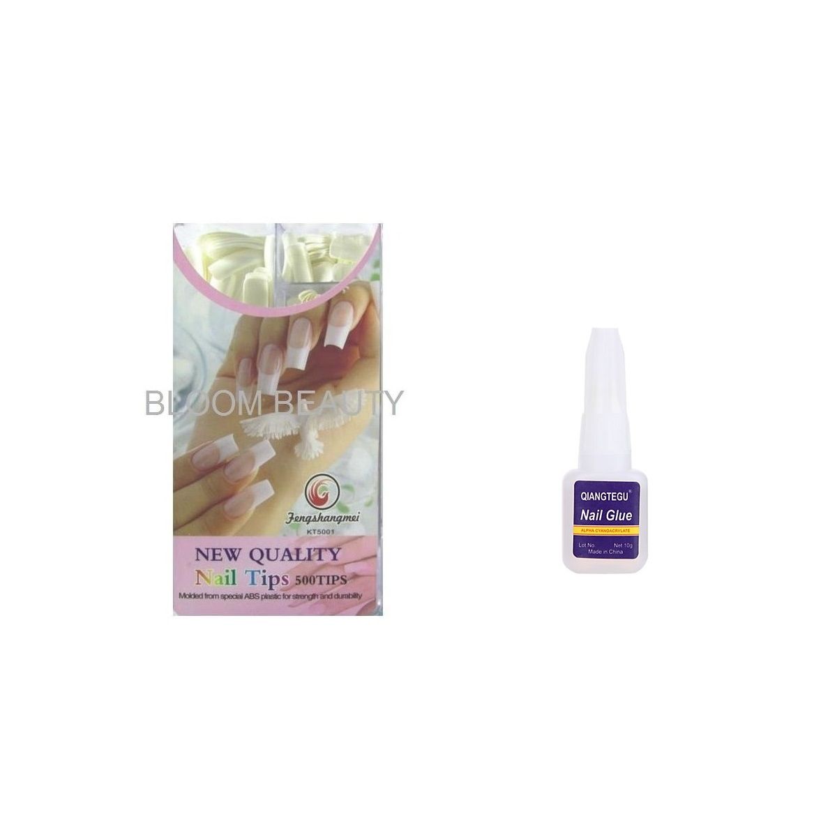 GENERICO - Caja De Tips Sonrisa 500 Unidades Blanco + Pegamento