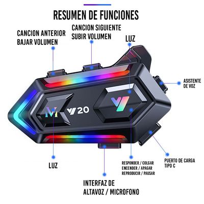 Imagen 2 del producto Auriculares Inalambricos Para Casco de Motocicleta Bluetooth