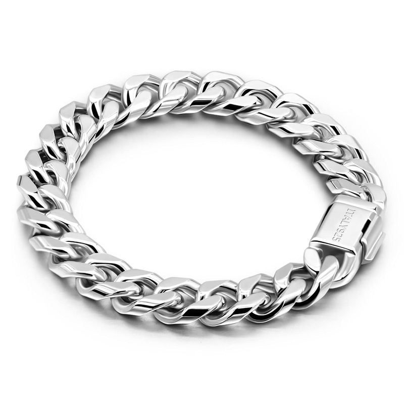 VATYERTY - Pulsera de cadena cubana clásica de plata de ley 925 PLATA BAÑADA Plateado