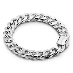 VATYERTY - Pulsera de cadena cubana clásica de plata de ley 925 PLATA BAÑADA Plateado