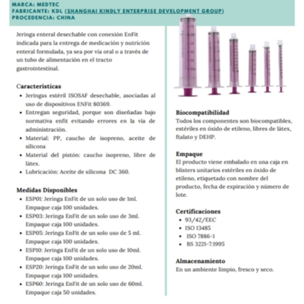 GENERICO - Jeringa Enfit 60ml Enteral Genérica Pack 20 Unidades