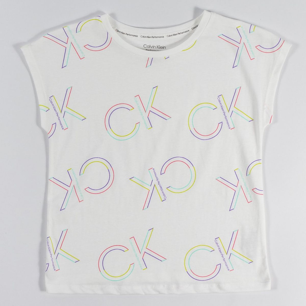 CALVIN KLEIN - Polera Rainbow Ck Print Blanco Calvin Klein