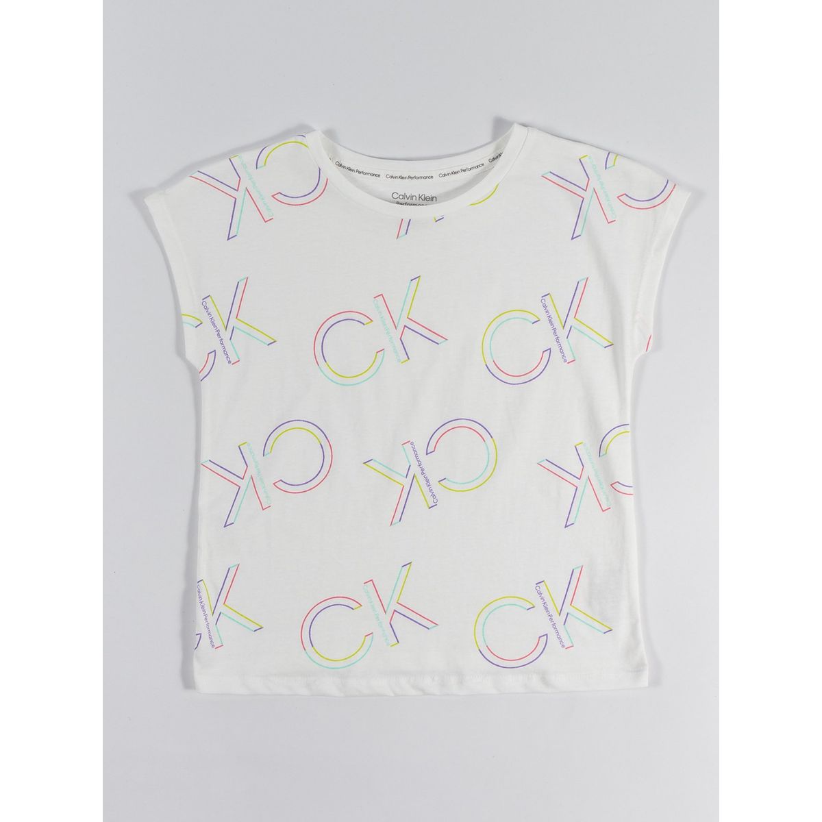 CALVIN KLEIN - Polera Rainbow Ck Print Blanco Calvin Klein