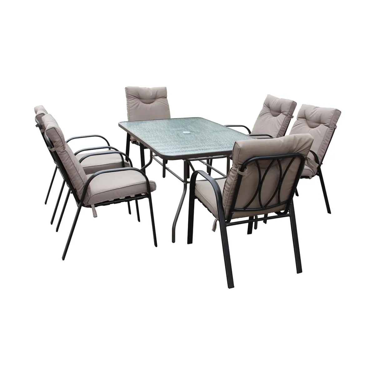 GENERICO - Juego de terraza comedor 6 personas Beige Bighouse Mimbral