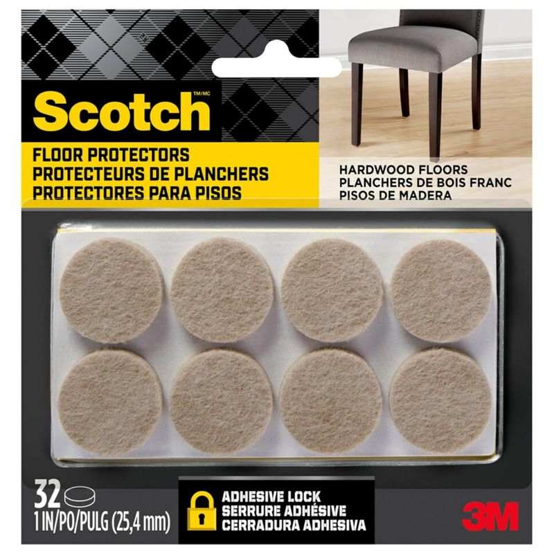 3M - Protector de fieltro piso madera redondo 32 uni scotch 3m