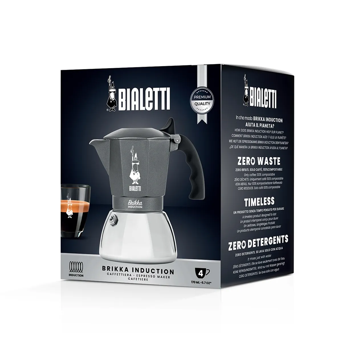 BIALETTI - Cafetera Brikka Inducción 4 Tazas 170ml Bialetti