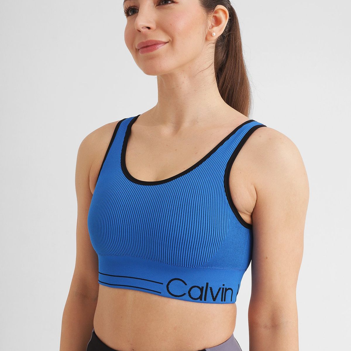 CALVIN KLEIN - Brasier Medium Impact con logo Azul Calvin Klein