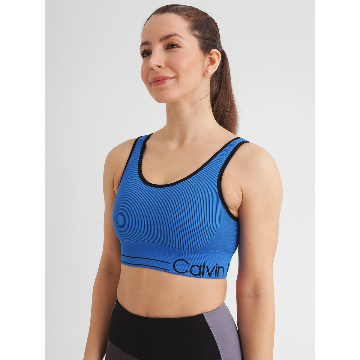 CALVIN KLEIN - Brasier Medium Impact con logo Azul Calvin Klein