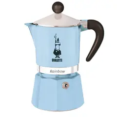 BIALETTI - Cafetera Moka Rainbow Celeste 6 Tazas 250ml