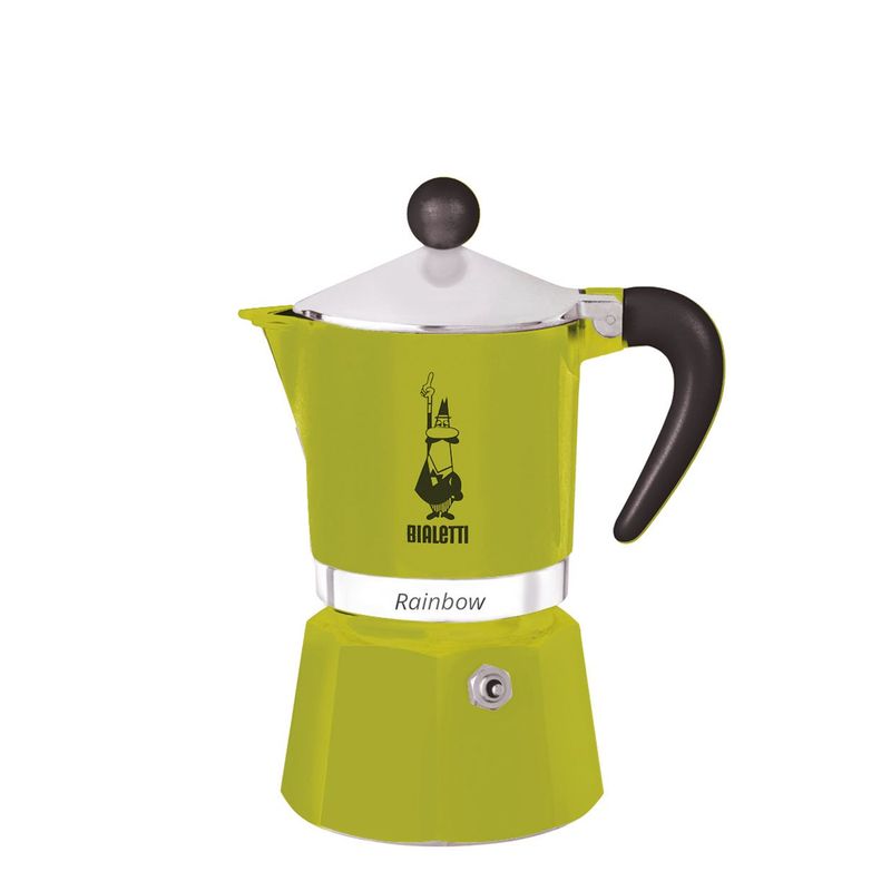 BIALETTI - Cafetera Moka Rainbow Verde 3 Tazas 130ml Bialetti