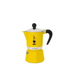 BIALETTI - Cafetera Moka Rainbow Amarilla 3 Tazas 130ml