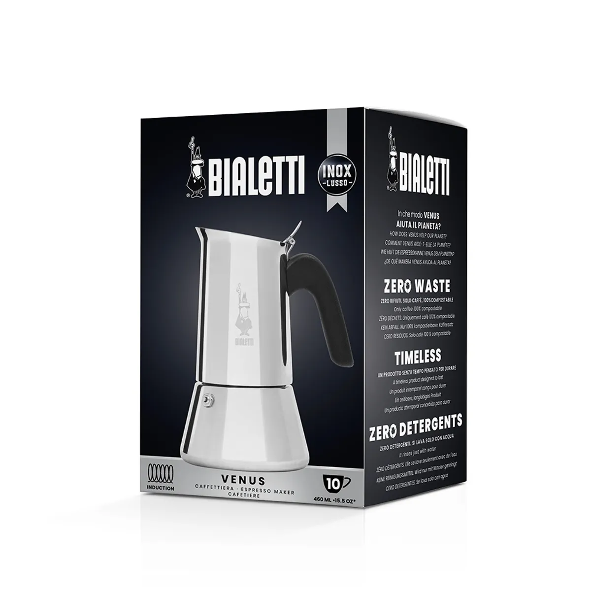 BIALETTI - Cafetera Italiana De Acero Venus 10 Tazas Bialetti