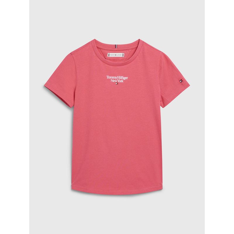 TOMMY HILFIGER - Polera Logo Grafico Rosa Niña