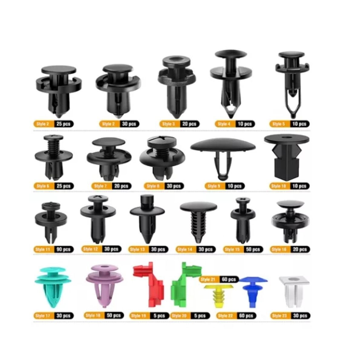 ESHOPANGIE - Kit 725 Clip Broche Retención Plástico Auto Lata Tapabarro