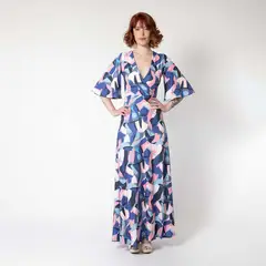 NATALIA SEGUEL - Vestido Matilde Tajo Geometrico Malva