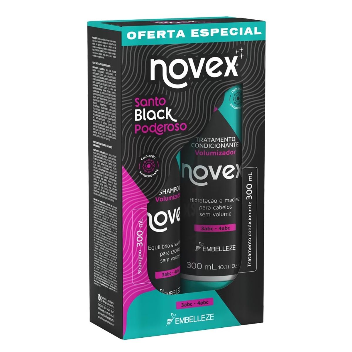 NOVEX - Kit Shampoo y Acondicionador Santo Black 2x300ml