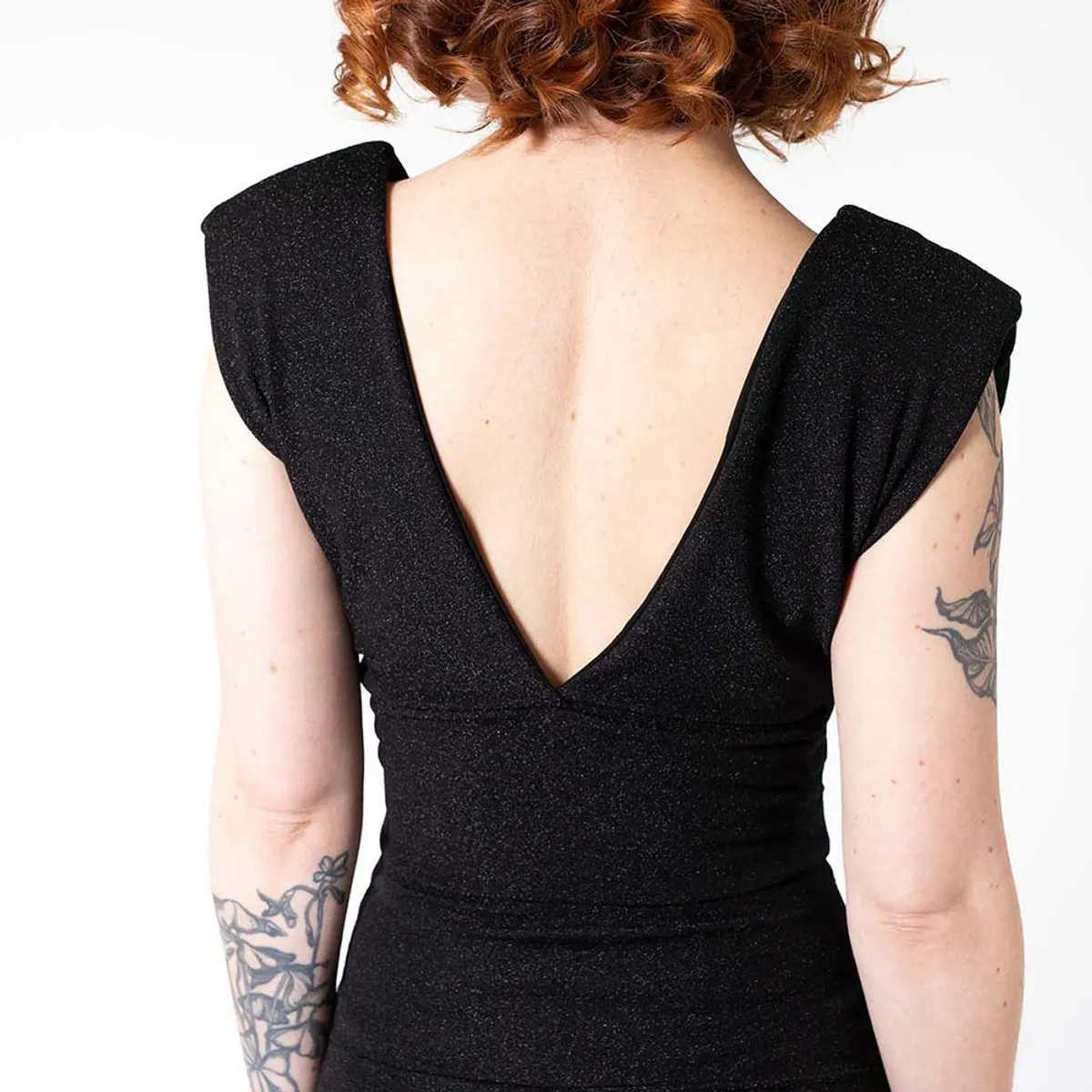 NATALIA SEGUEL - Crop Top Camile Fiesta Negro Brillos Natalia Seguel