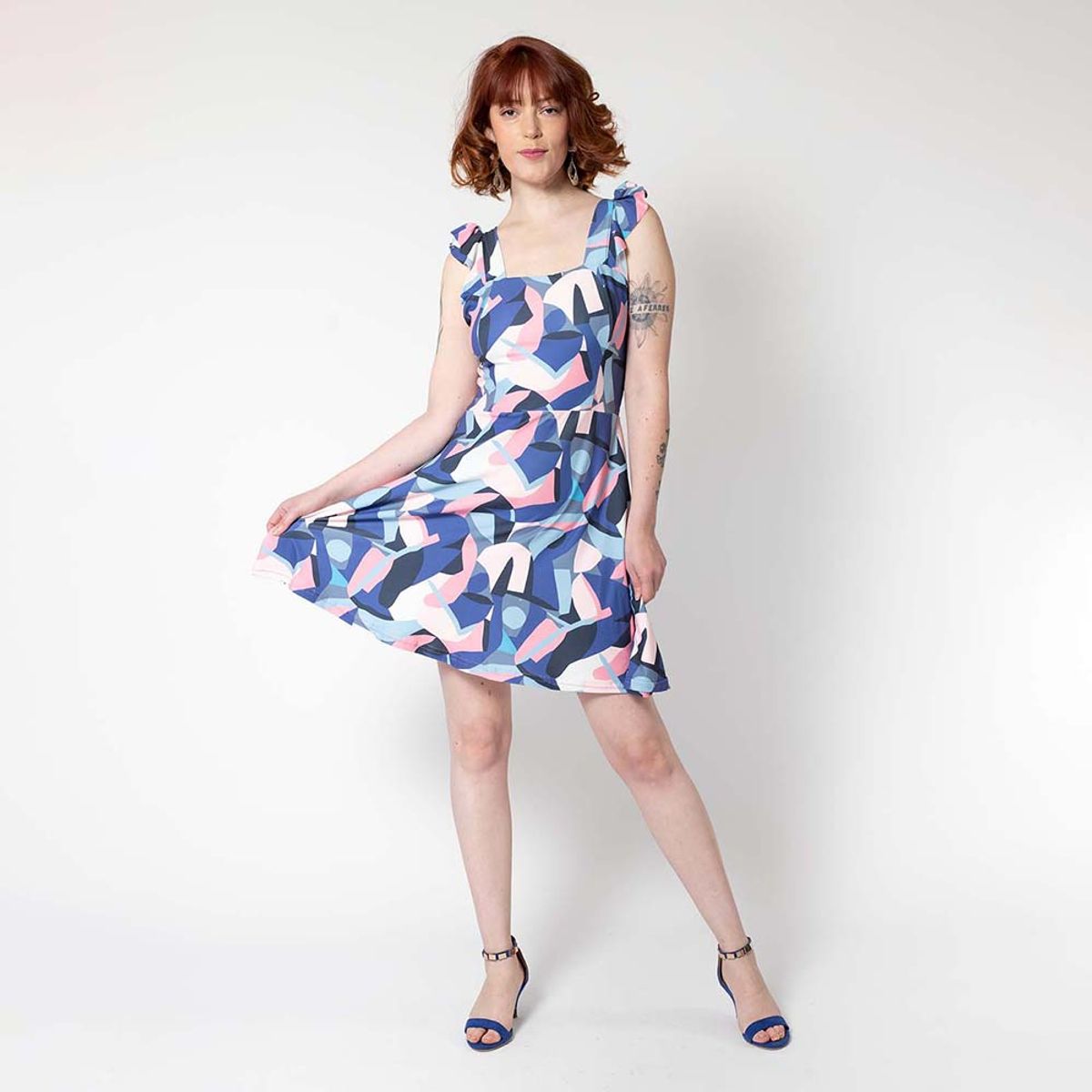 NATALIA SEGUEL - Vestido Mercedes Corto Geométrico Malva Natalia Seguel