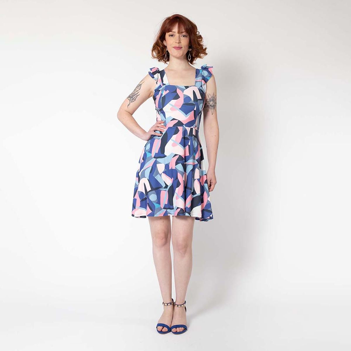 NATALIA SEGUEL - Vestido Mercedes Corto Geométrico Malva Natalia Seguel