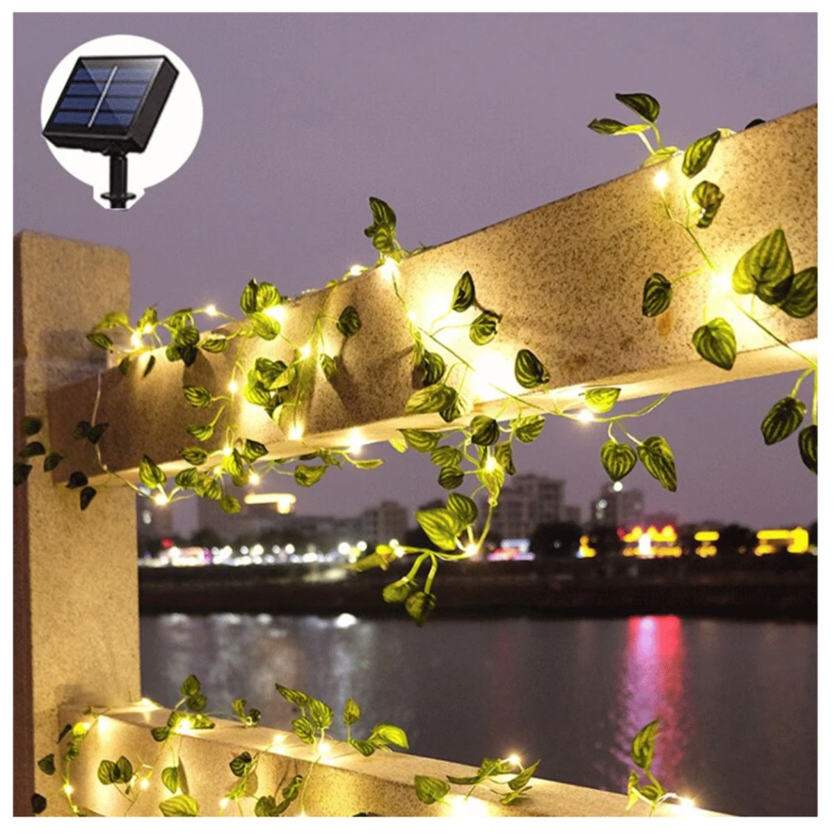 GENERICO - LUCES LED SOLARES EN HOJAS 5 METROS LINEALES