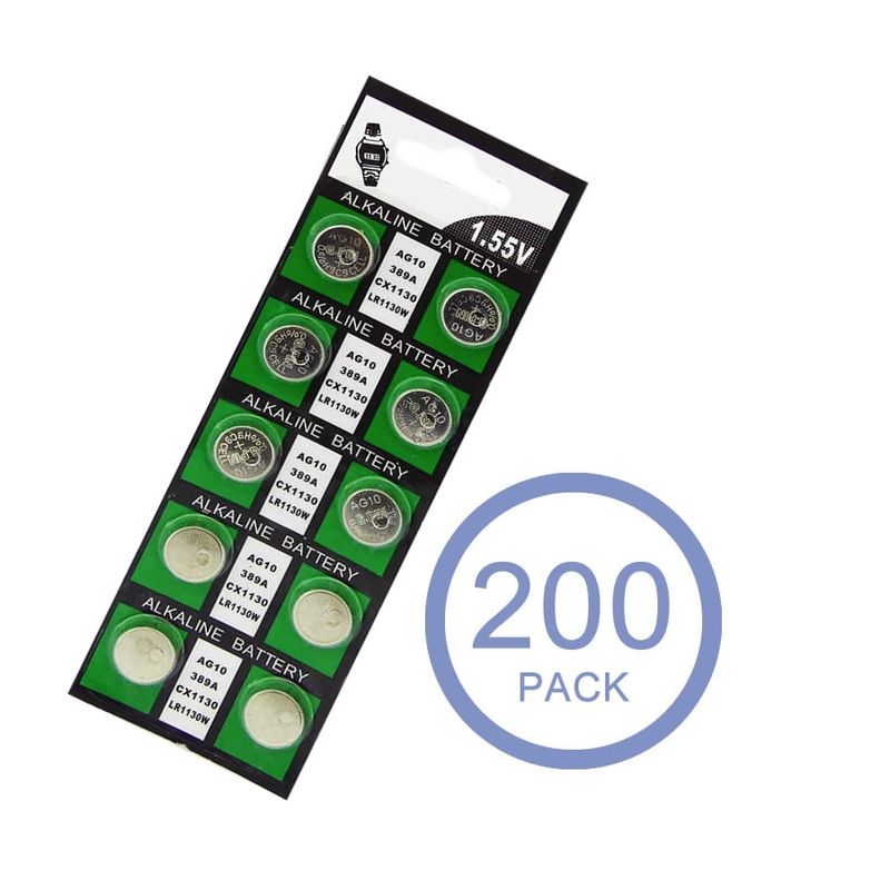 GENERICO - Pack 200 Pilas Ag10 Lr1130 Alkaline Battery