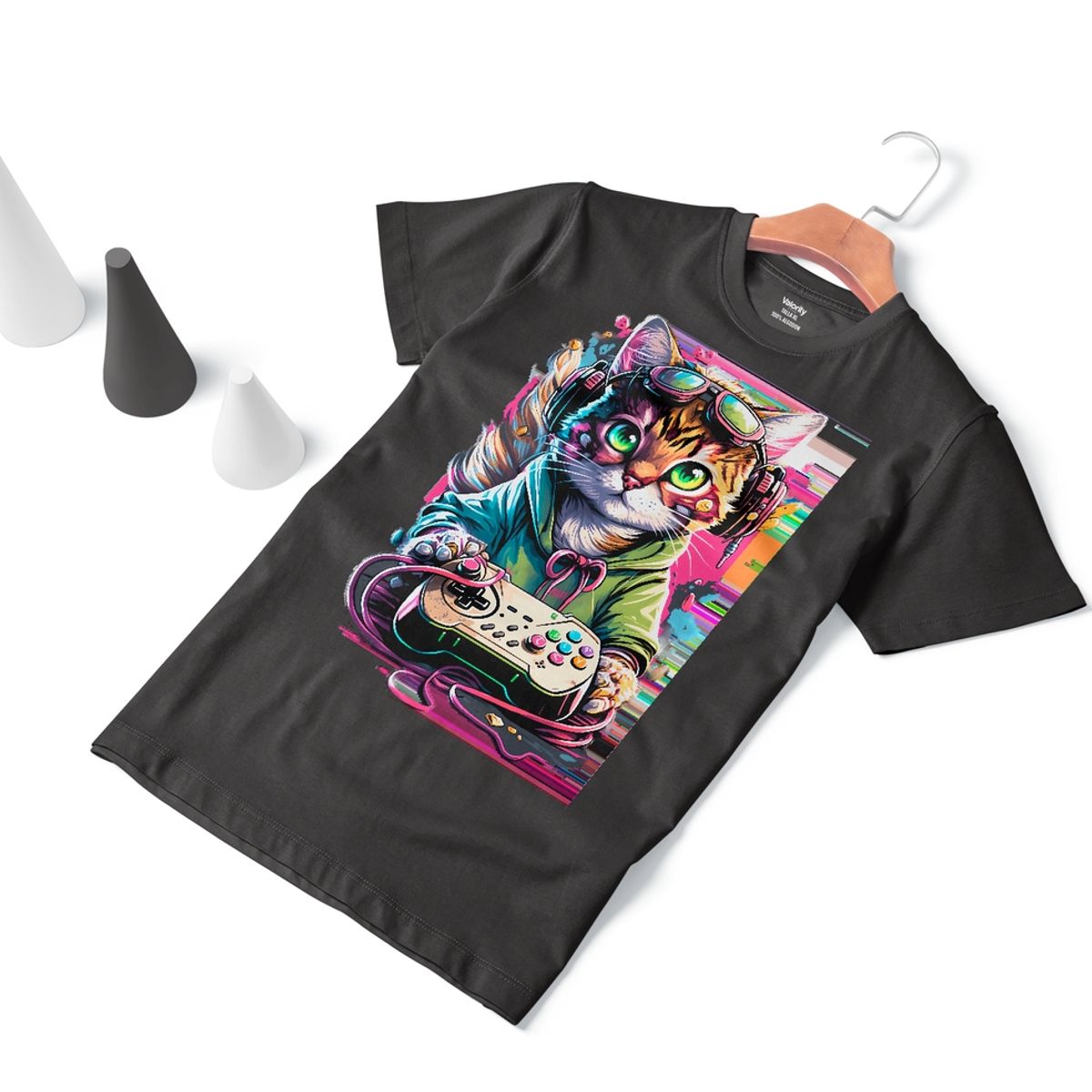 GENERICO - Polera Gato Gamer Streamer Negra - Negro