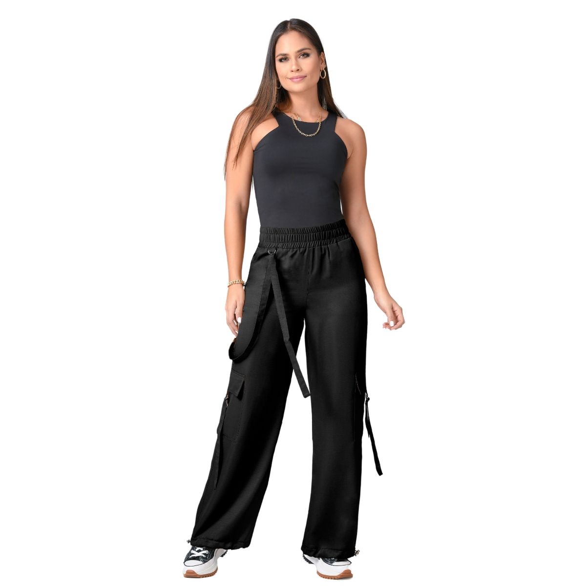 TRUCCOS JEANS - Pantalón Cargo Parachute Negro Mujer B29020149
