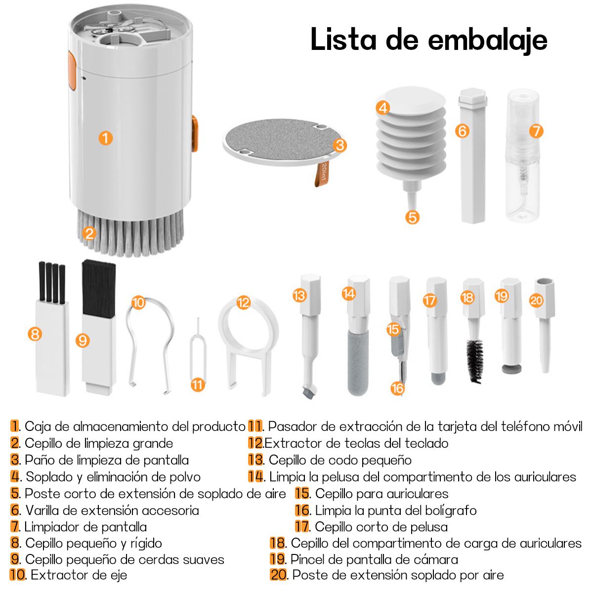 YAYKO - 20 En 1 Kit De Limpieza Portátil De Smartphone Audífonos Gamers Teclados Pc Notebooks