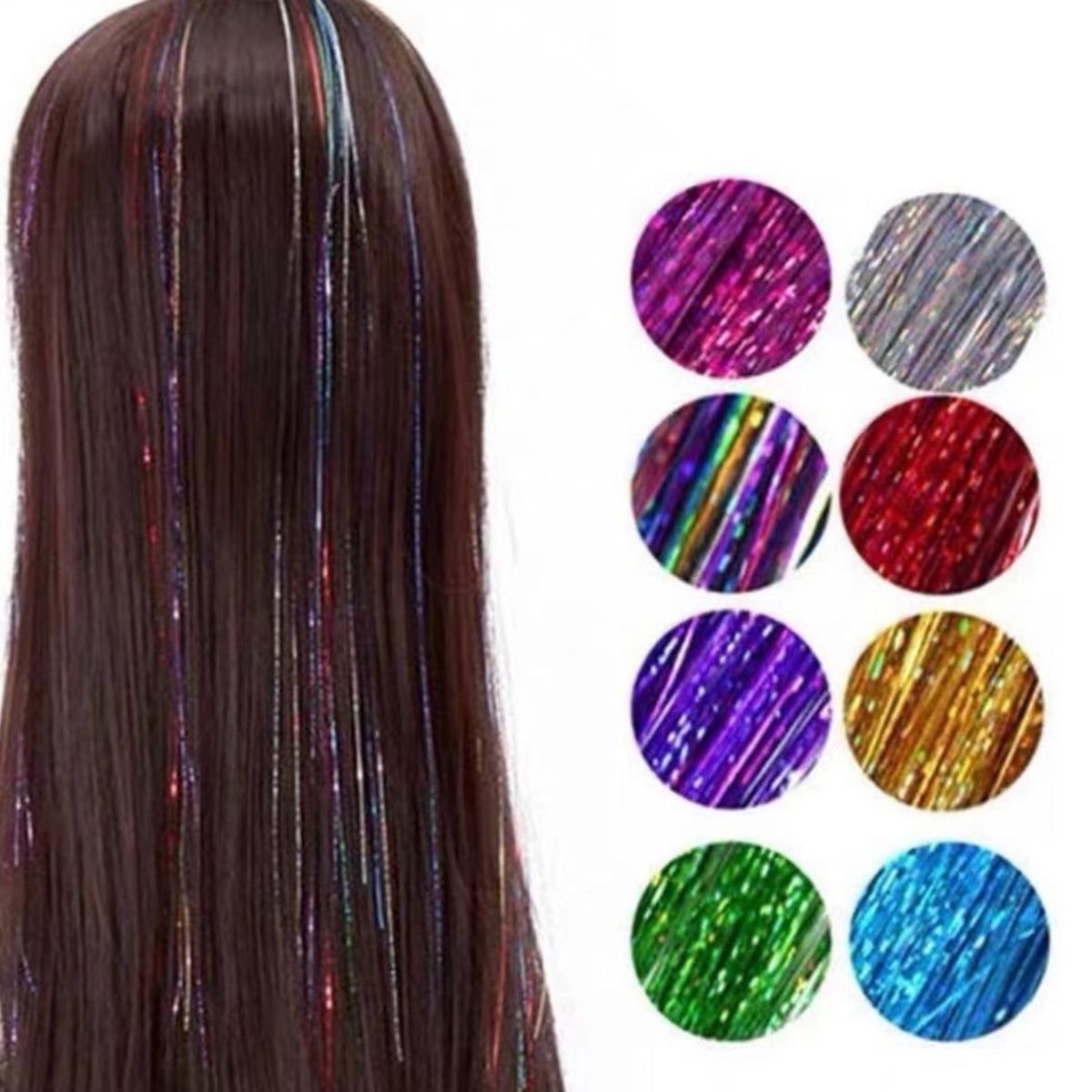 GENERICO - Tinsel Hair Extensiones Oropel Holográfico Cabello Brillante