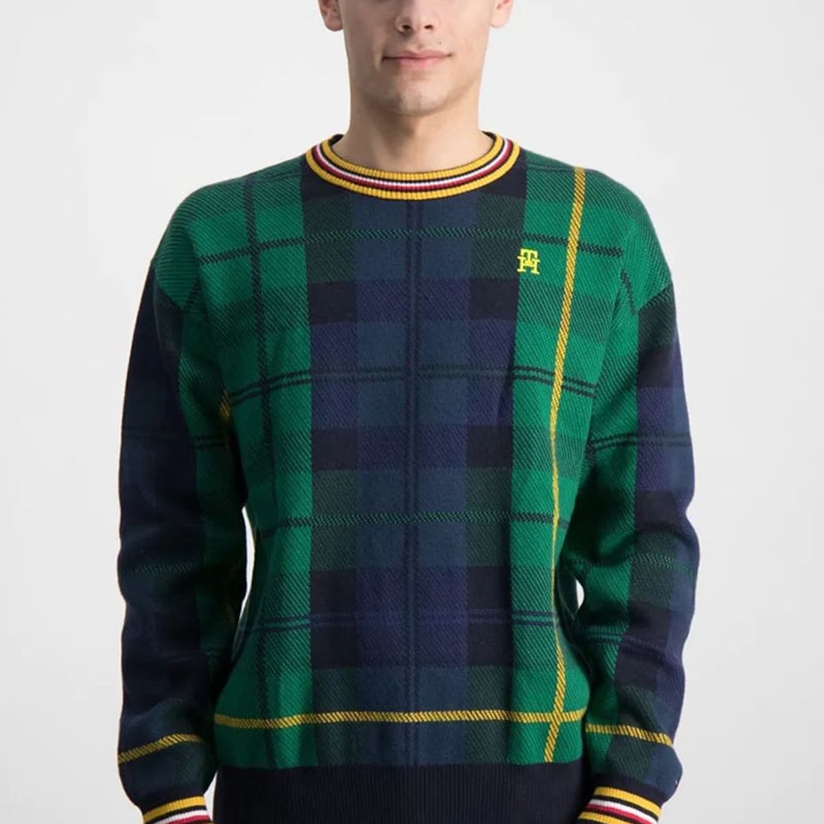 TOMMY HILFIGER - Sweater Print De Tartán Azul Niño