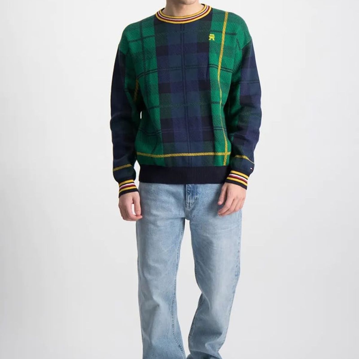 TOMMY HILFIGER - Sweater Print De Tartán Azul Niño