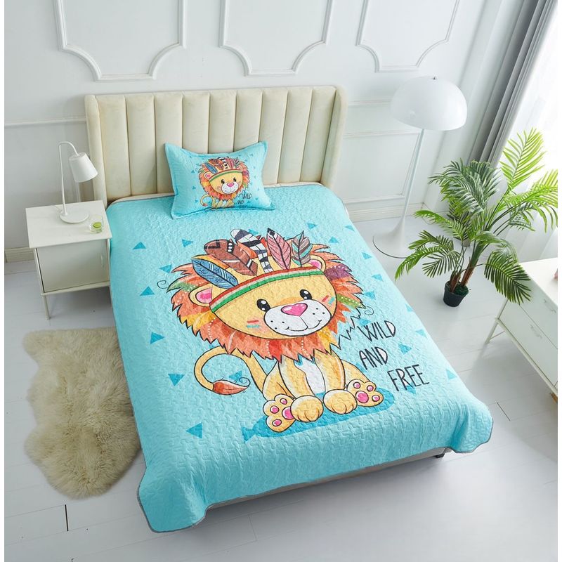 GENERICO - Cubrecama Quilt Verano Plaza y Media Infantil Diseño De León