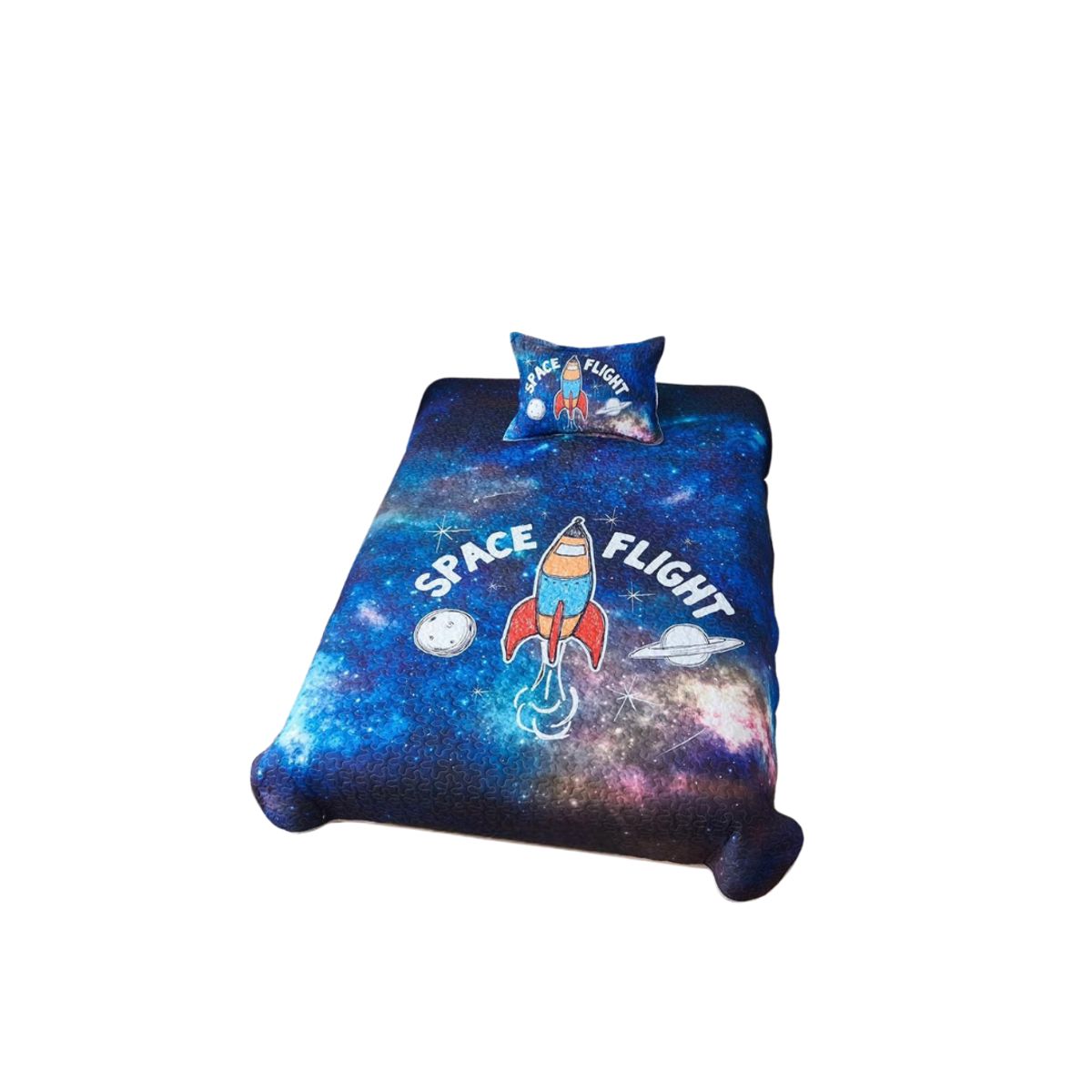 GENERICO - Cubrecama Quilt Verano Plaza y Media Infantil Space  Flight