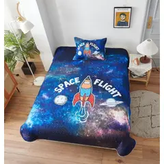 GENERICO - Cubrecama Quilt Verano Plaza y Media Infantil Space Flight