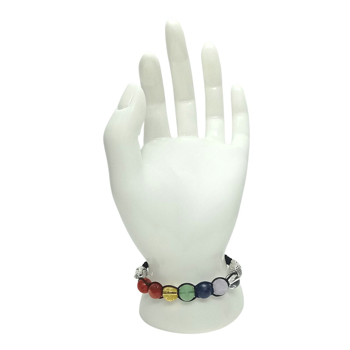 GENERICO - Pulsera Artesanal 7 Chakras con Dijes de Buda - Hilo Negro